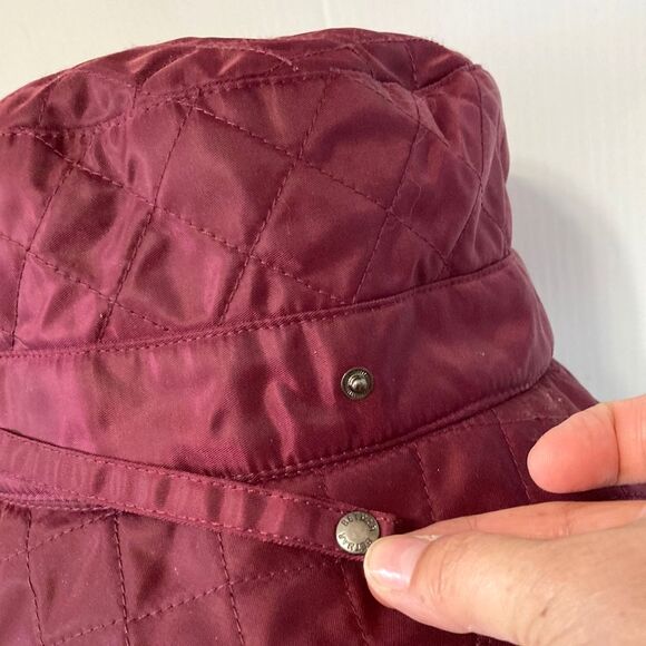 BETMAR NEW YORK Quilted Foldable Bucket Rain Hat Burgundy Waterproof - Picture 3 of 12